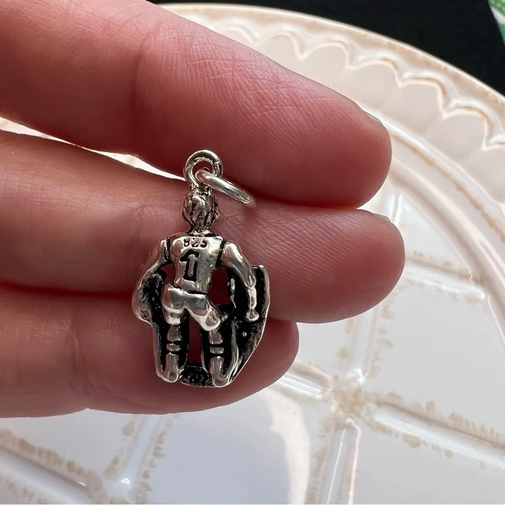 Vintage Sterling Silver Hockey Goalie Charm Pendant – 925